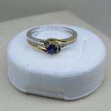 0.40 Carat (ctw) 10K Two Tone Gold Round Cut White Diamond & Tanzanite Ladies Twisted Bridal Engagement Ring