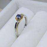 0.40 Carat (ctw) 10K Two Tone Gold Round Cut White Diamond & Tanzanite Ladies Twisted Bridal Engagement Ring
