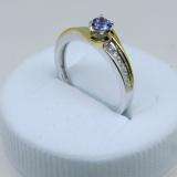 0.40 Carat (ctw) 10K Two Tone Gold Round Cut White Diamond & Tanzanite Ladies Twisted Bridal Engagement Ring