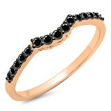 0.30 Carat (ctw) 10K Rose Gold Round Black Diamond Ladies Contour Anniversary Wedding Stackable Band Guard Ring 1/3 CT