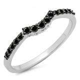 0.30 Carat (ctw) 10K White Gold Round Black Diamond Ladies Contour Anniversary Wedding Stackable Band Guard Ring 1/3 CT