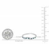 0.30 Carat (ctw) 10K White Gold Round Blue & White Diamond Ladies Contour Anniversary Wedding Stackable Band Guard Ring 1/3 CT