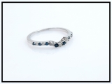 0.30 Carat (ctw) 14K White Gold Round Blue & White Diamond Ladies Contour Anniversary Wedding Stackable Band Guard Ring 1/3 CT