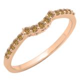 0.30 Carat (ctw) 10K Rose Gold Round Champagne Diamond Ladies Contour Anniversary Wedding Stackable Band Guard Ring 1/3 CT