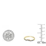 0.30 Carat (ctw) 10K Yellow Gold Round Blue Sapphire & White Diamond Ladies Contour Anniversary Wedding Stackable Band Guard Ring 1/3 CT