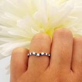 0.30 Carat (ctw) 14K White Gold Round Blue Sapphire & White Diamond Ladies Contour Anniversary Wedding Stackable Band Guard Ring 1/3 CT