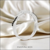 0.15 Carat (ctw) Sterling Silver Round Black & White Diamond Ladies Swirl Anniversary Wedding Stackable Band
