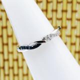 0.15 Carat (ctw) Sterling Silver Round Cut Blue & White Diamond Ladies Swirl Anniversary Wedding Stackable Band