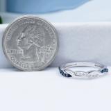 0.15 Carat (ctw) Sterling Silver Round Cut Blue & White Diamond Ladies Swirl Anniversary Wedding Stackable Band