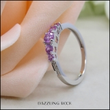 0.40 Carat (ctw) 18K White Gold Round Cut Pink Sapphire & White Diamond Ladies Bridal 5 Stone Engagement Ring