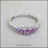 0.40 Carat (ctw) 18K White Gold Round Cut Pink Sapphire & White Diamond Ladies Bridal 5 Stone Engagement Ring