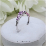 0.40 Carat (ctw) 18K White Gold Round Cut Pink Sapphire & White Diamond Ladies Bridal 5 Stone Engagement Ring