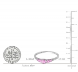 0.40 Carat (ctw) 18K White Gold Round Cut Pink Sapphire & White Diamond Ladies Bridal 5 Stone Engagement Ring