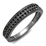 0.35 Carat (ctw) Black Rhodium Plated 10K White Gold Round Black Diamond Ladies Anniversary Wedding Band 1/3 CT