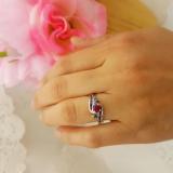 0.90 Carat (ctw) 14K White Gold Round Ruby & Black Diamond Ladies Swirl Bridal Engagement Ring Matching Band Set