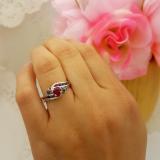 0.90 Carat (ctw) 14K White Gold Round Ruby & Black Diamond Ladies Swirl Bridal Engagement Ring Matching Band Set