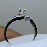 0.50 Carat (ctw) 10K White Gold Round Amethyst And White Diamond Ladies Swirl Bridal Engagement Ring Matching Band Set 1/2 CT