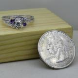 0.50 Carat (ctw) 10K White Gold Round Amethyst And White Diamond Ladies Swirl Bridal Engagement Ring Matching Band Set 1/2 CT