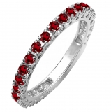 0.90 Carat (ctw) 14K White Gold Round Garnet Ladies Eternity Sizeable Stackable Anniversary Wedding Band
