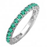 0.90 Carat (ctw) 14K White Gold Round Emerald Ladies Eternity Sizeable Stackable Anniversary Wedding Band