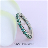 0.90 Carat (ctw) 14K White Gold Round Emerald Ladies Eternity Sizeable Stackable Anniversary Wedding Band