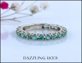 0.90 Carat (ctw) 14K White Gold Round Emerald Ladies Eternity Sizeable Stackable Anniversary Wedding Band