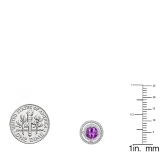 1.17 Carat (ctw) 14K White Gold Round Amethyst & White Diamond Ladies Halo Style Stud Earrings