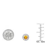 1.17 Carat (ctw) 14K White Gold Round Citrine & White Diamond Ladies Halo Style Stud Earrings