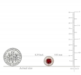5mm Each Round Garnet & White Diamond Halo Style Stud Earrings for Women in 18K Rose Gold
