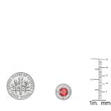 1.17 Carat (ctw) 14K White Gold Round Ruby & White Diamond Ladies Halo Style Stud Earrings