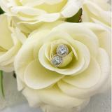 1.17 Carat (ctw) 10K White Gold Round Aquamarine & White Diamond Ladies Halo Style Stud Earrings