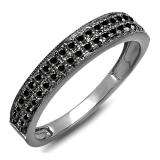 0.33 Carat (ctw) Black Rhodium Plated 10K White Gold Round Black Diamond Ladies Anniversary Wedding Band 1/3 CT