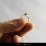 4.5mm Round Center Peridot with 0.28 CT White Diamond Tapered Shank Solitare Style Wedding Ring for Her in 14K Yellow Gold