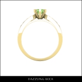 4.5mm Round Center Peridot with 0.28 CT White Diamond Tapered Shank Solitare Style Wedding Ring for Her in 14K Yellow Gold