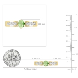 4.5mm Round Center Peridot with 0.28 CT White Diamond Tapered Shank Solitare Style Wedding Ring for Her in 14K Yellow Gold