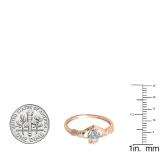 0.15 Carat (ctw) 10k Rose Gold Round White Diamond And Aquamarine Ladies Bridal Promise Irish Love And Friendship Band Claddagh Heart Shape Ring