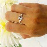 0.15 Carat (ctw) 10k Rose Gold Round White Diamond And Aquamarine Ladies Bridal Promise Irish Love And Friendship Band Claddagh Heart Shape Ring