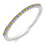 0.16 Carat (ctw) 10K White Gold Round Swiss Blue Topaz & White Diamond Ladies Anniversary Wedding Band Stackable Ring