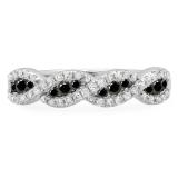 0.35 Carat (ctw) 10K White Gold Round Black & White Diamond Ladies Bridal Stackable Anniversary Wedding Band Swirl Ring 1/3 CT