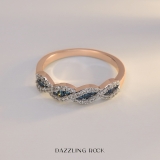 0.35 Carat (ctw) 10K Rose Gold Round Blue & White Diamond Ladies Bridal Stackable Anniversary Wedding Band Swirl Ring 1/3 CT