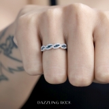 0.35 Carat (ctw) 10K White Gold Round Blue & White Diamond Ladies Bridal Stackable Anniversary Wedding Band Swirl Ring 1/3 CT