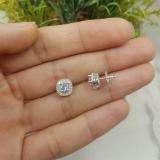 0.75 Carat (ctw) Sterling Silver Round Cut Aquamarine & White Diamond Ladies Halo Stud Earrings 3/4 CT