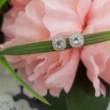 0.75 Carat (ctw) Sterling Silver Round Cut Aquamarine & White Diamond Ladies Halo Stud Earrings 3/4 CT