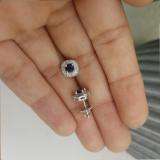 0.75 Carat (ctw) Sterling Silver Round Cut Blue Sapphire & White Diamond Ladies Halo Stud Earrings 3/4 CT