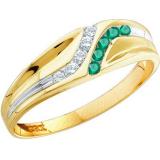 0.11 Carat (ctw) 14K Yellow Gold Round Cut Emerald & White Diamond Mens Channel Set Fashion Wedding Band