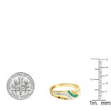 0.11 Carat (ctw) 14K Yellow Gold Round Cut Emerald & White Diamond Mens Channel Set Fashion Wedding Band