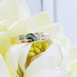 0.11 Carat (ctw) 14K Yellow Gold Round Cut Emerald & White Diamond Mens Channel Set Fashion Wedding Band