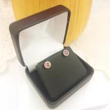 0.75 Carat (ctw) 14K Yellow Gold Round Pink Tourmaline & White Diamond Ladies Halo Style Stud Earrings 3/4 CT