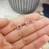 0.75 Carat (ctw) 18K White Gold Round Pink Tourmaline & White Diamond Ladies Halo Style Stud Earrings 3/4 CT