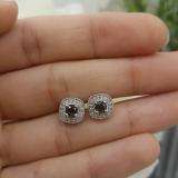 0.75 Carat (ctw) 10K White Gold Round Cut Black & White Diamond Ladies Halo Stud Earrings 3/4 CT